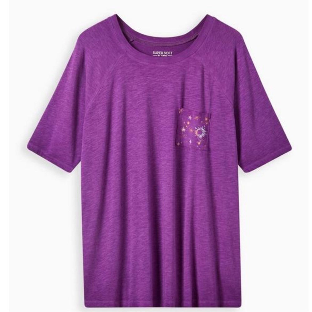 Classic Fit Pocket Raglan Tee - Super Soft Purple Stars